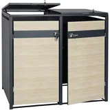 Mendler Mülltonnenverkleidung HWC-J82 50 kg braun