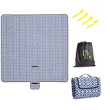Oak & Tea Picknickdecke Wasserdicht 200x200 cm XXL Sandfrei Isoliert Maschinenwaschbar Stranddecke Campingdecke für Strand und Outdoor (Blau Weiß,200x200 cm)