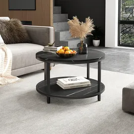 Vicco Couchtisch Ontario Marmor Schwarz 80 x 46 cm