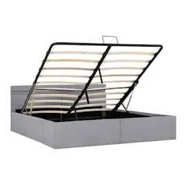 vidaXL Bett mit Bettkasten Hydraulisch LED Hellgrau Stoff 180x200 cm