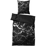 Sanilo Bettwäsche Marmor Schwarz 135 x 200 cm + 80 x 80 cm