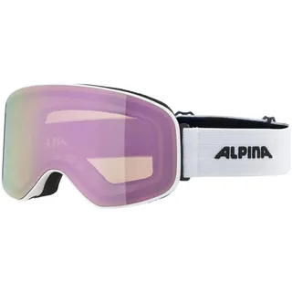 Alpina SLOPE Q-LITE - verspiegelte, kontrastverstärkende OTG Skibrille mit 100% UV-Schutz für Erwachsene - white matt