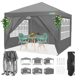 COBIZI Pavillon 3x3 Wasserdicht Stabil mit |8X Heringe & 4X Windseil| UV-Schutz 50+, Hoch Dichte Plane, Partyzelt Faltpavillon 3x3 Wasserdicht Stabil Winterfest Faltpavillon 3x3 Gartenpavillon