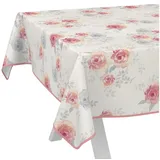 ANRO Wachstuchtischdecke abwaschbar 100 x 140 cm Beige Rosa