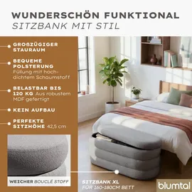 Blumtal Sitzhocker mit Stauraum Bouclé 45 x 42,5 x 110 cm Grau