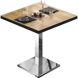 GGM Möbel Bistrotisch 80 x 80 x 75 cm Braun/Schwarz
