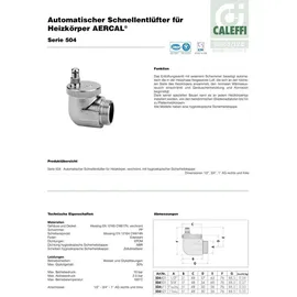 CALEFFI Aercal Automatischer Schnellentlüfter 1/2 Zoll