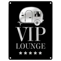 trendaffe VIP-Lounge Metallschild mit Wohnwagen Motiv Camping Wohnmobil Urlaub Hobby Gast