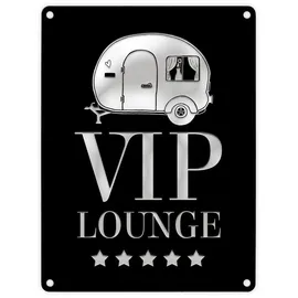 trendaffe VIP-Lounge Metallschild mit Wohnwagen Motiv Camping Wohnmobil Urlaub Hobby Gast