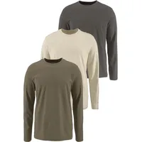 MAN'S WORLD Langarmshirt Beige/Grün/Khaki XL