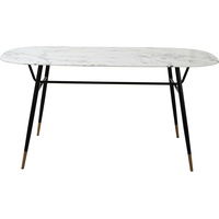SIT Möbel Esstisch in Marmor-Optik | 160 x 90 cm | Tischplatte Glas weiß | Gestell Metall schwarz | B 160 x T 90 x H 77 cm | 19000-22 | Serie TISCH