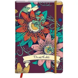 Clairefontaine 4x Frida Kahlo, Notizbuch mit festem Einband A6 10,5x14,8 cm, 80 Blatt, blanko, Lesezeichen, Gummibandverschluss, sortiert - 116216C