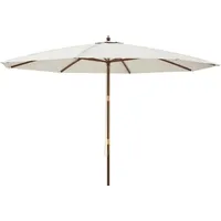 vidaXL Sonnenschirm mit Holzmast 400 x 273 cm Sandfarben