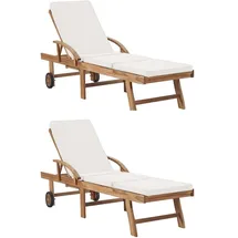 vidaXL Gartenliegen-Set 195 x 53 x 0 cm Creme