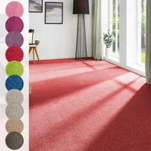 Andiamo Teppichboden ANDIAMO "Ines, Kräuselvelours, Gesamthöhe 8,5 mm, Luxusklasse LC2", rot, B:400cm L:450cm, Kunstfaser, Teppiche, Uni Farben, Breite 400 cm, strapazierfähig & pflegeleicht