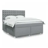 vidaXL Boxspringbett mit Matratze Hellgrau 180x200 cm Stoff