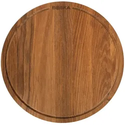 Boska Tagliere Pizza Amici L / Tagliere di Legno di Quercia / Pizza, antipasti e altri cibi / Pratico fossato di raccolta / Marrone / ⌀ 34 cm