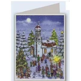 Richard Sellmer Verlag Postkarten-Adventskalender "Heilig Abend an der Kirche"