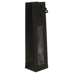 Tasche für 1 Flasche mit Fenster schwarzes Kraftpapier Griffe je 200 - Gimex