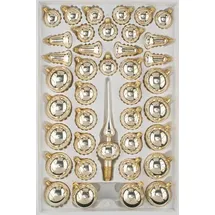 Christbaumkugeln-24.de 39 TLG. Glas-Weihnachtskugeln Set in 'Chrom Champagner Gold' Regen - Christbaumkugeln - Weihnachtsschmuck-Christbaumschmuck