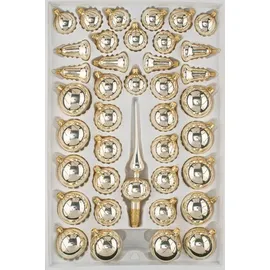 Christbaumkugeln-24.de 39 TLG. Glas-Weihnachtskugeln Set in 'Chrom Champagner Gold' Regen - Christbaumkugeln - Weihnachtsschmuck-Christbaumschmuck