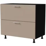 Feldmann-Wohnen Unterschrank Brerra (D2A/90/1A, 2 Schubladen + Innenschublade, HETTICH InnoTech Atira, 1-St., moderne Optik, lackierte Fronten, 90x50x82cm) schwarz / RAL 1019 graubeige Matt beige|grau|schwarz