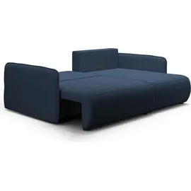 Fun Möbel Ecksofa Sofa mit Schlaffunktion CALGARY Stoff Curio Dunkelblau Ottomane Rechts