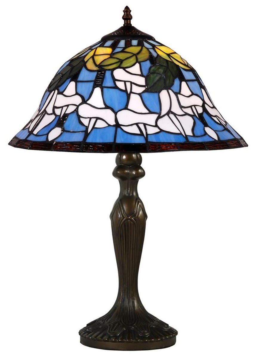 Casa Padrino Tiffany Tischlampe Mehrfarbig Ø 40,5 x H. 59 cm - Luxus Tischleuchte aus zahlreichen Glas Mosaik Stücken