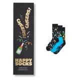 Happy Socks Celebration Crew Socken in Geschenkbox – Cheers, Champagner & Sterne – 3er-Pack, Größe 41–46 - 41-46