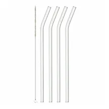LEONARDO Trinkhalme Leonardo Glastrinkhalme gebogen mit Bürste (23cm) (5-teilig)