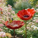 Vogeltränke,Blumen Gartenstecker Bienentränke Metall Bienen Vogeltränke insektentränke Garten Blumenform Fütterungsschale Outdoor Vogelfutterstation Garten Hof Terrasse