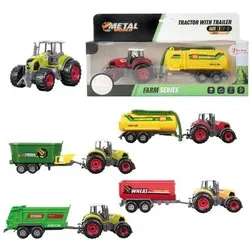 TOI TOYS 28094Z METAL Traktor mt Anhänger - sortiert