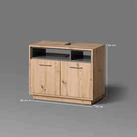 livinity Waschbeckenunterschrank Temo 80 x 64 cm Eiche/Anthrazit