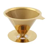 Kaffeefilter Aus Edelstahl Und Goldfarbenem Titan Mit Ständer Und Griff