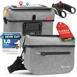 Lenkertasche Fahrrad KLICKfix 100% wasserdicht "BOB" - Grau - Bestseller,oft gekauft