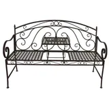 Benelando Gartenbank in schwarz aus Schmiedeeisen mit ausklappbarem Tisch