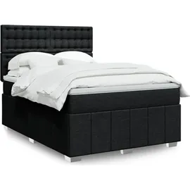 vidaXL Boxspringbett mit Matratze Schwarz 140x200 cm Stoff