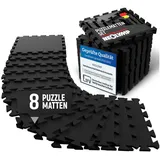 NEOLYMP Bodenschutzmatte Fitness aus Kautschuk - Puzzlematte, Größe 31,5 x 31,5 x 0,6 cm in Schwarz 8 Matten | 0,8 M2
