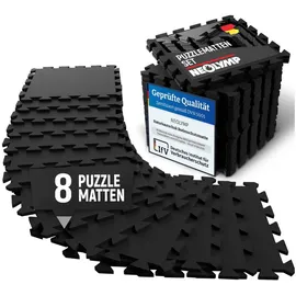 NEOLYMP Bodenschutzmatte Fitness aus Kautschuk - Puzzlematte, Größe 31,5 x 31,5 x 0,6 cm in Schwarz 8 Matten | 0,8 M2