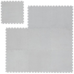 relaxdays Bodenschutzmatte Flauschiger Puzzleteppich im 9er Set, Grau grau