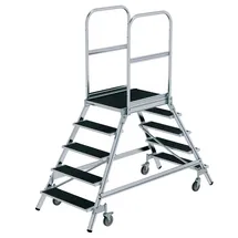 MUNK Podesttreppe 5 Stufen Aluminium/Holz/Stahl
