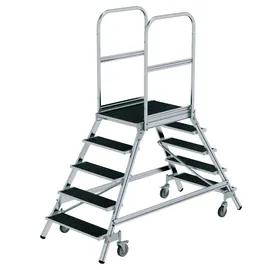 MUNK Podesttreppe 5 Stufen Aluminium/Holz/Stahl