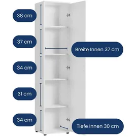 home collective Schmaler Mehrzweckschrank 40 x 35 x 184 cm Weiß