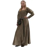 Battle-Merchant Mittelalterkleid Cotehardie Isabell aus Samt lang, Damen, Baumwolle, bodenlang, Vintage, Wikinger, Kleid, Gothic, grün, Gr. S - S