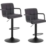 Woltu Barhocker 2er Set mit Rückenlehne höhenverstellbar drehbar 2 x 2 St Schwarz