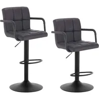 Woltu Barhocker 2er Set mit Rückenlehne höhenverstellbar drehbar 2 x 2 St Schwarz