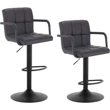 Woltu Barhocker 2er Set mit Rückenlehne höhenverstellbar drehbar 2 x 2 St Schwarz