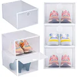 Murago - 6 x Schuhboxen Kunststoff Transparent - für Schuhe bis Größe 46 stapelbar Organizer mit Deckel plastik Regal Schuhkasten