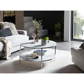 SalesFever Couchtisch mit 2 Ablagen Marmor-Optik | 80x45 cm