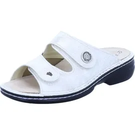 Finn Comfort Zeno Pantolette Damen, Leder,/Stretch, Oro/Steam, bequem - weiß 39
